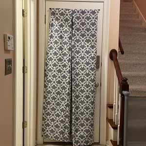 2 panels threshold blue and white medallion curtains
